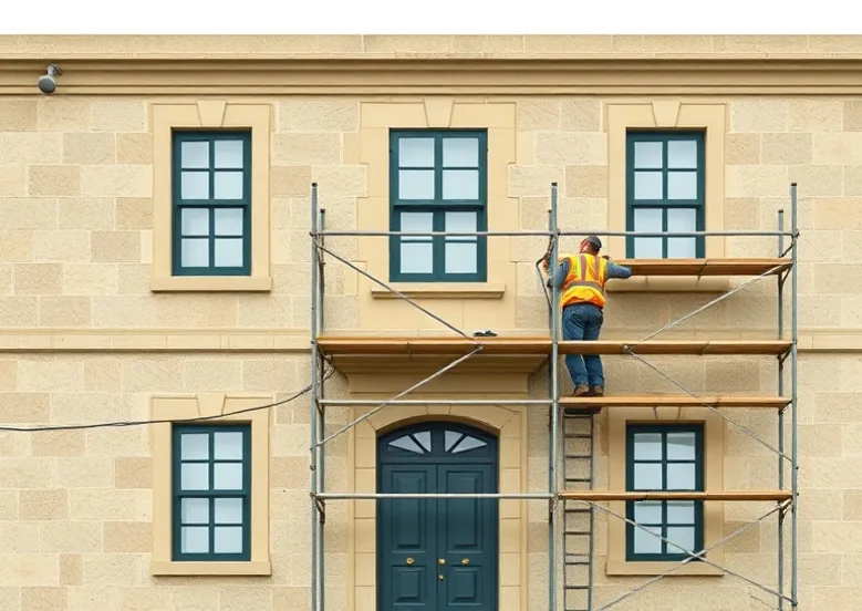Ravalement de façade en pierre, nettoyage et application d'enduit